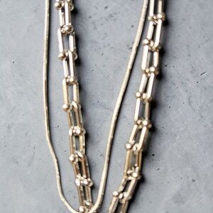 Elegant Gold and Silver Chain Necklaces Set of Two